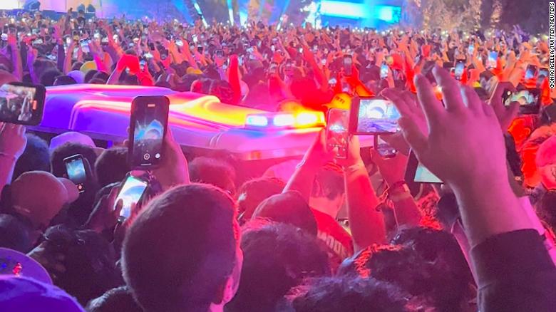 An ambulance is seen in the crowd during the Astroworld music festival.