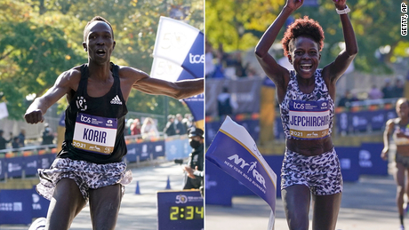 Albert Korir and Peres Jepchirchir, both from Kenya, won the 2021 New York City Marathon Sunday. 