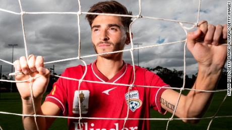 ADELAIDE, AUSTRALIA - OCTOBER 29: Josh Cavallo of the Adelaide United A-League Men&#39;s team poses during a portrait session at the Adelaide United Football Club Training Base on October 29, 2021 in Adelaide, Australia. (Photo by Sarah Reed/Getty Images)