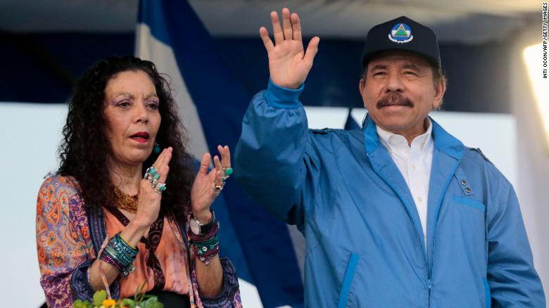 Nicaraguan President Daniel Ortega with his wife and Vice President Rosario Murillo on October 13, 2018.