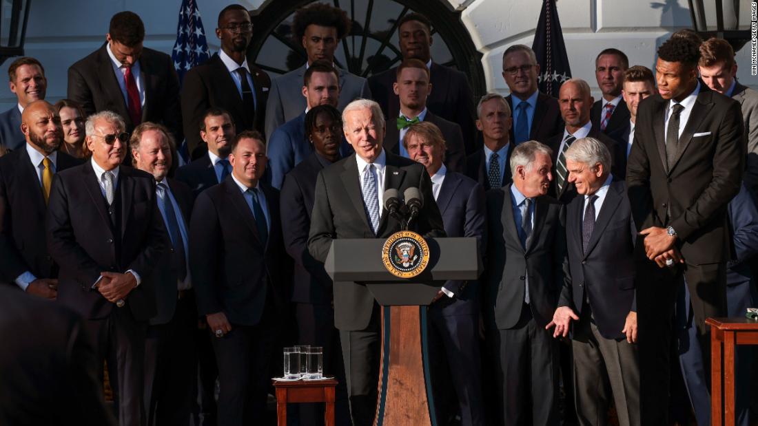 Biden honors NBA champs Milwaukee Bucks at the White House