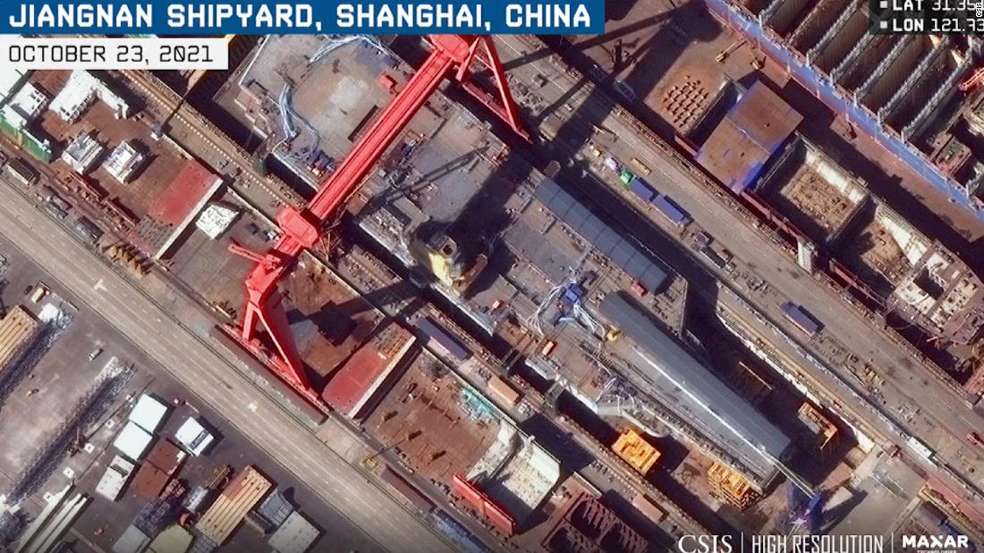 Satellite images show China's new aircraft carrier with advanced technology