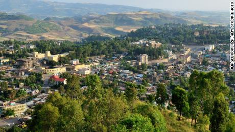 इथियोपिया के अमहारा क्षेत्र में गोंदर शहर का दृश्य।