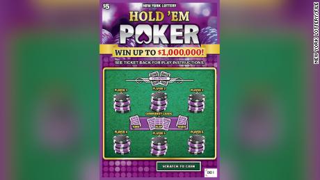 An example of the &#39;Hold&#39;em Poker&#39; ticket from the New York Lottery. 