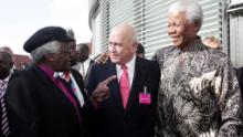 South African Archbishop Desmond Tutu (left) with FW de Klerk (center) and Nelson Mandela in 2004.