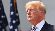 Former U.S. President Donald Trump looks on during a press conference announcing a class action lawsuit against big tech companies at the Trump National Golf Club Bedminster on July 7, 2021 in Bedminster, New Jersey. 