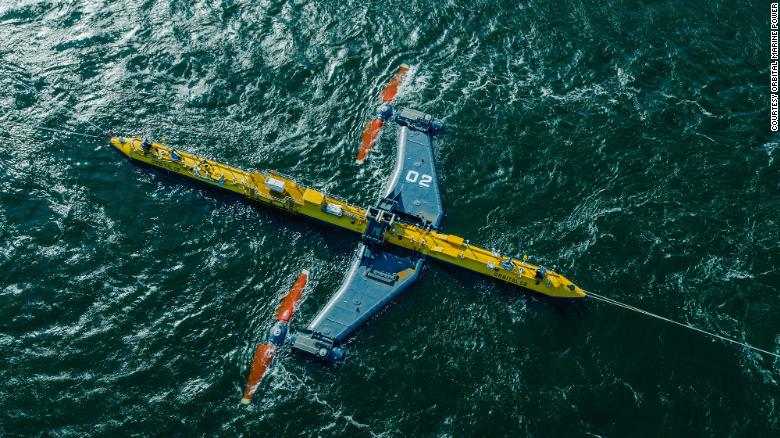 Orbital Marine Power&#39;s floating turbines off the Scottish coast produce enough energy to power 2,000 homes a year.