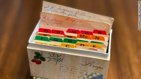 A recipe box with a collection of recipes dating back over 50 years. 