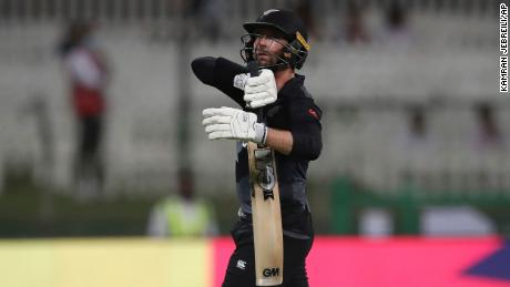 New Zealand&#39;s batsman Devon Conway leaves the field after being dismissed by England&#39;s Liam Livingstone on Wednesday. 