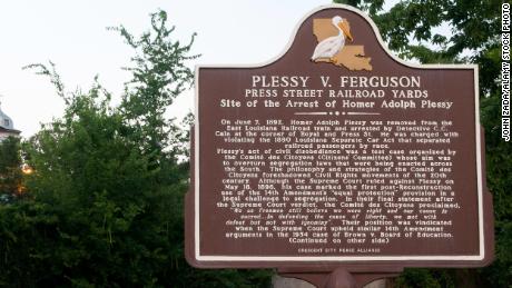 The marker at the site where Homer Plessy  was arrested in New Orleans in 1892.