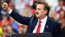 MINNEAPOLIS, MN - OCTOBER 10: Mike Lindell, CEO of My Pillow, speaks during a campaign rally held by U.S. President Donald Trump at the Target Center on October 10, 2019 in Minneapolis, Minnesota. Lindell is an outspoken supporter of the Trump presidency and his campaign for reelection. (Photo by Stephen Maturen/Getty Images)