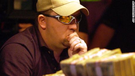 ** ADVANCE FOR SUNDAY, AUG. 24 **FILE**Chris Moneymaker of Spring Hill, Tenn., plays the final hand of the World Series of Poker, May 24, 2003 at the Binion's Horseshoe Casino in Las Vegas. Moneymaker, who won the $2.5 million tournament after qualifying in a $40 Internet tournament, has legislators taking a second look at possible regulation of internet gambling. (AP Photo/Joe Cavaretta)
