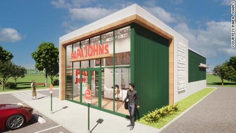 A rendering of a new Papa Johns store 
