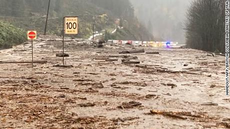 Hundreds saved from roads in British Columbia after heavy rain causes mudslides