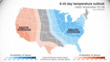 Below-average temperatures are likely in the East, while the West will be warmer than average.