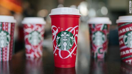 The design of this year's holiday reusable cup.