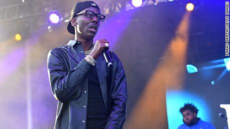 Rapper Young Dolph performs onstage during 2021 ONE Musicfest at Centennial Olympic Park on October 9, 2021, in Atlanta, Georgia. 