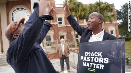 An attorney in Arbery's execution tried to keep Black pastors from going to court.  So more than 100 showed up today