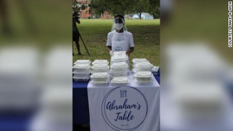 Abraham stands in front of &quot;Abraham&#39;s Table,&quot; his Make-A-Wish service to feed the homeless in Jackson, Mississippi.
