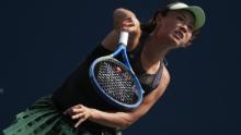 Aug 26, 2019; Flushing, NY, USA; Shuai Peng of China returns serves against Varvara Lepchenko of the United States in a first round match on day one of the 2019 U.S. Open tennis tournament at USTA Billie Jean King National Tennis Center. Mandatory Credit: Jerry Lai-USA TODAY Sports