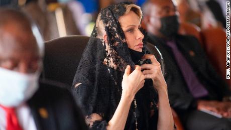 Princess Charlene attends a memorial service for King Goodwill Zwelithini in South Africa in March. 