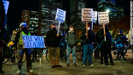 Demonstrators in Chicago marched around the city&#39;s Loop Friday night.