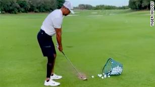Tiger Woods posts first video taking practice swings since car accident in February