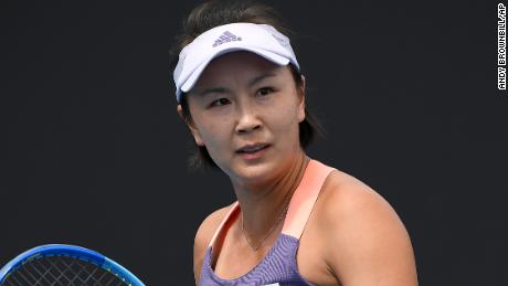 China&#39;s Peng Shuai during her first round singles match at the Australian Open tennis championship in Melbourne, Australia on Jauary 21, 2020. 