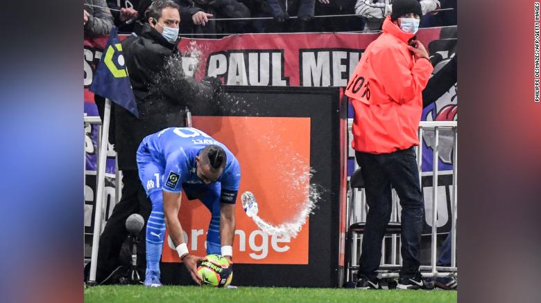 French league game abandoned after player hit in head by water bottle thrown from crowd