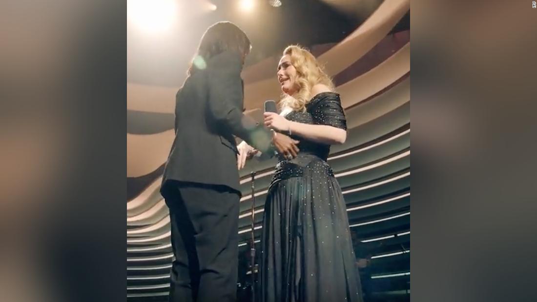 Adele in tears at surprise reunion with inspiring teacher