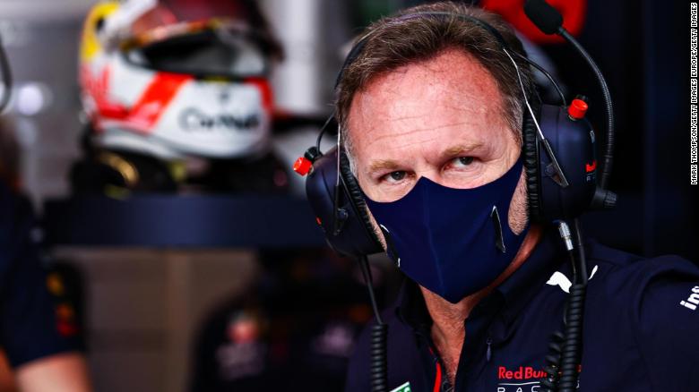 DOHA, QATAR - NOVEMBER 20: Red Bull Racing Team Principal Christian Horner looks on in the garage during final practice ahead of the F1 Grand Prix of Qatar at Losail International Circuit on November 20, 2021 in Doha, Qatar. (Photo by Mark Thompson/Getty Images)