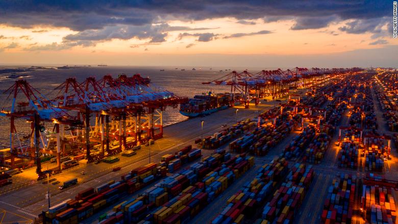  A cargo ship seen at Yangshan Deepwater Port in Shanghai last October. Shipping data companies say they&#39;ve lost information about ships in Chinese waters in recent weeks.