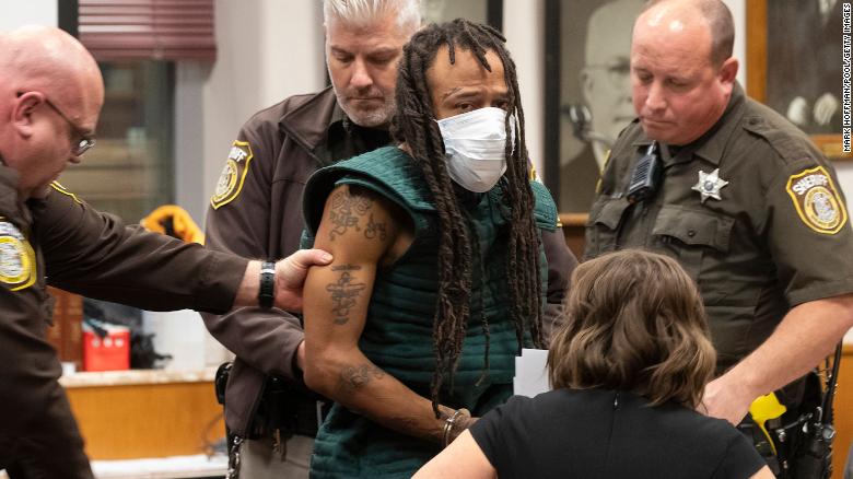 Darrell Brooks (center) makes his initial court appearance in Waukesha, Wisconsin, on Tuesday. 