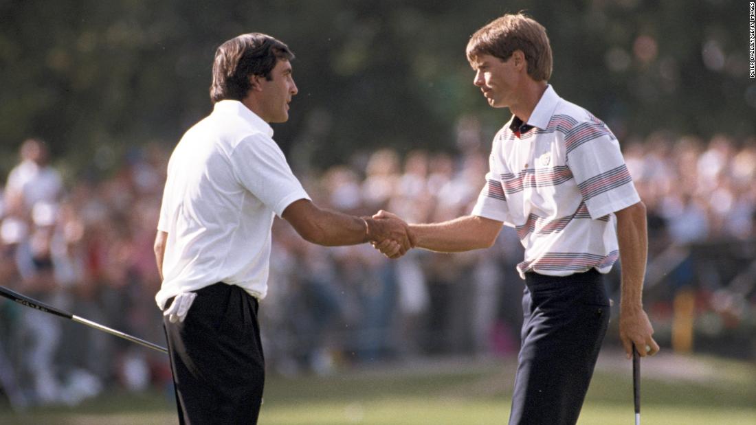 The rivalry between Paul Azinger and Seve Ballesteros was primarily played out at  Ryder Cup. At the 1989 Ryder Cup, Azinger refused to let Ballesteros switch out a scuffed ball in their singles match. On the 18th hole of that match, Ballesteros then disputed a drop Azinger took out of the water. In 1991, when the two were put together in the opening match, the pair clashed along with their teammates after the Americans had apparently used two different balls illegally. &quot;The Americans were 11 nice guys -- and Paul Azinger,&quot; Ballesteros memorably later said.