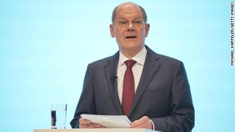 Olaf Scholz, SPD candidate for Chancellor and acting Federal Minister of Finance, presents the joint coalition agreement of the traffic light parties of SPD, Alliance 90/The Greens and FDP for the future federal government at a press conference on November 24th, 2021
