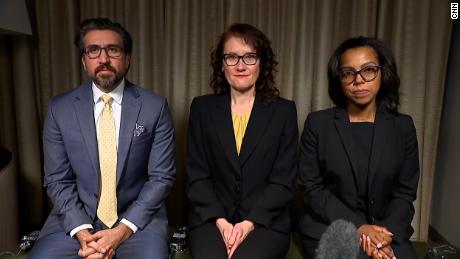 The prosecution team in the trial of three men who killed Ahmaud Arbery included (L-R) Paul Camarillo, Linda Dunikoski and Larissa Ollivierre.