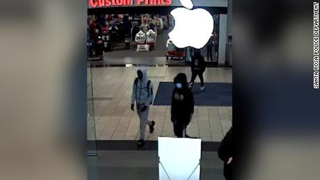 An image of surveillance footage at an Apple Store in Santa Rosa, California.