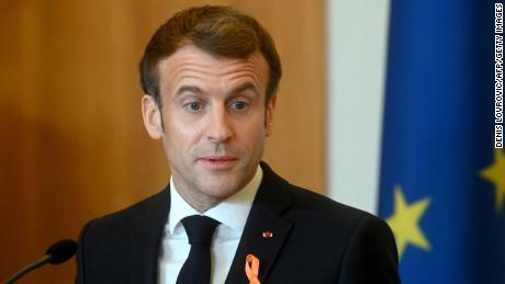 French President Emmanuel Macron spoke during a press conference following his meeting with the Croatian president in Zagreb on Thursday.