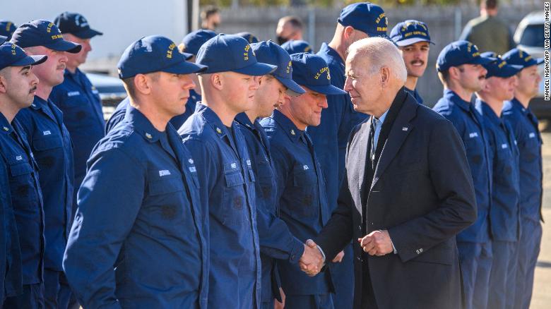 Bidens greet troops at US Coast Guard Station Brant Point on Thanksgiving Day