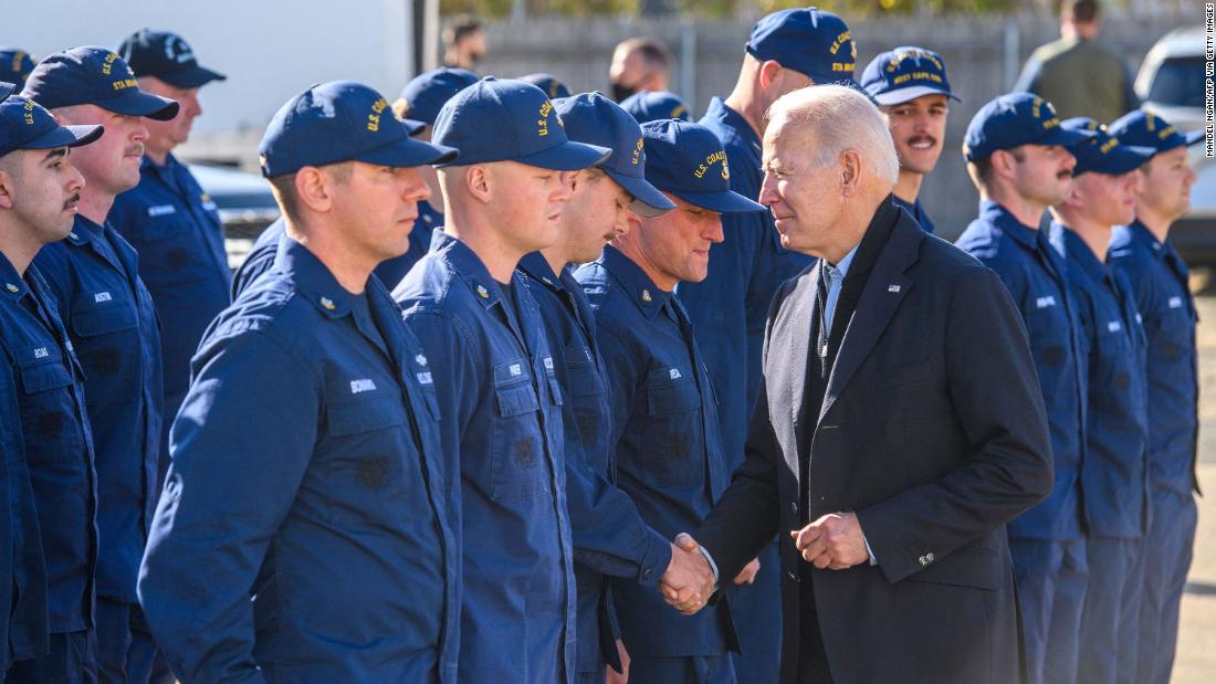 Bidens greet troops at US Coast Guard Station Brant Point on Thanksgiving Day