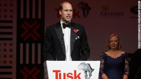 Prince William speaks at a gala night for the conservation charity Tusk at The Roundhouse on November 2, 2017, in London, United Kingdom. 