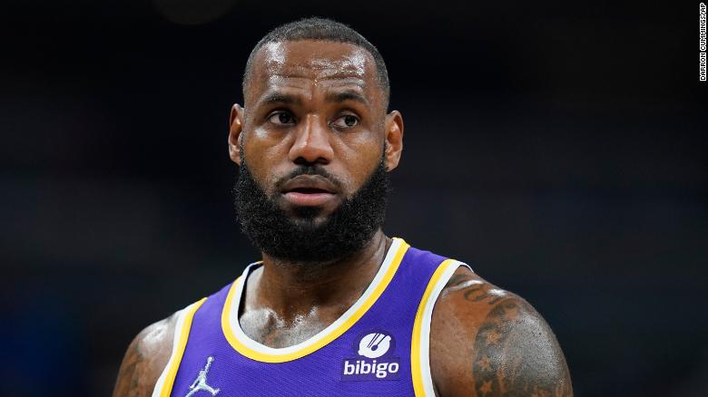 Los Angeles Lakers&#39; LeBron James (6) in action during the first half of an NBA basketball game against the Indiana Pacers, Wednesday, Nov. 24, 2021, in Indianapolis.