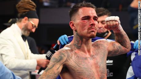 George Kambosos Jr. waits for the decision after his championship bout against Teofimo Lopez.