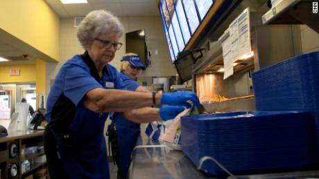 Retired from a factory job, Bonnie August now works for the local Culver&#39;s franchise.