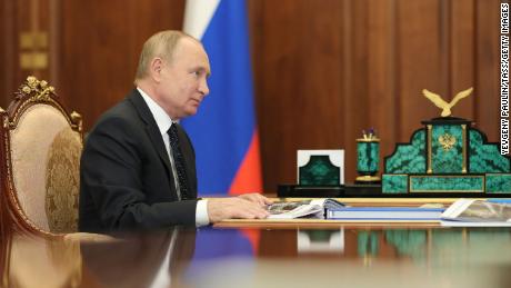 Russian President Vladimir Putin pictured during a meeting at the Kremlin in Moscow on Monday.