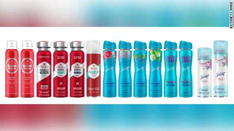 A visual of the aerosol sprays included in the voluntary antiperspirant recall.