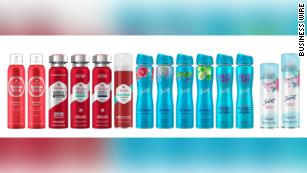 A visual of the aerosol sprays included in voluntary antiperspirant Recall.