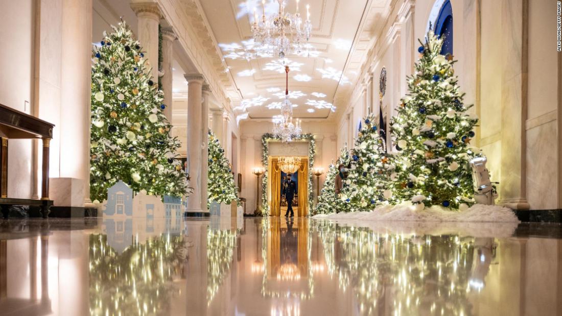 First lady Jill Biden unveils her first White House holiday decorations – CNN