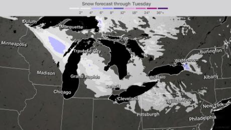 Snow Forecast for Great Lakes.