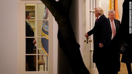 President Donald Trump and Chief of Staff Mark Meadows exit the Oval Office on January 4, 2020.